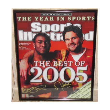 Reggie Bush and Matt Leinart signed picture of SI cover
