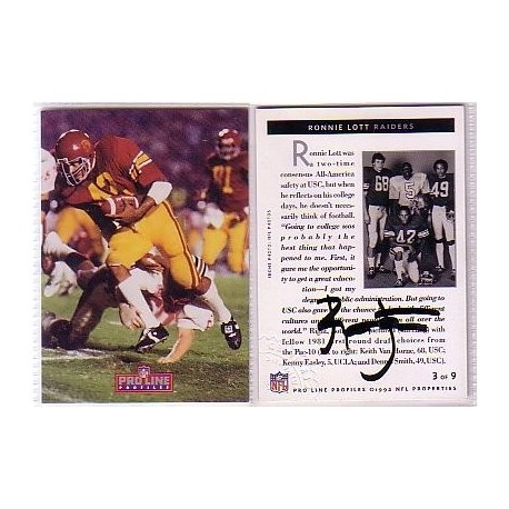 Ronnie Lott autographed trading card.