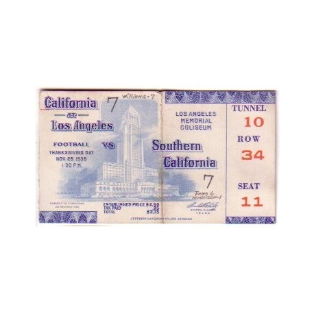 1936 USC  vs. UCLA Ticket Stub