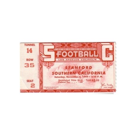 1949 USC vs. Stanford ticket stub .