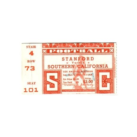 1947 USC vs. Stanford ticket stub