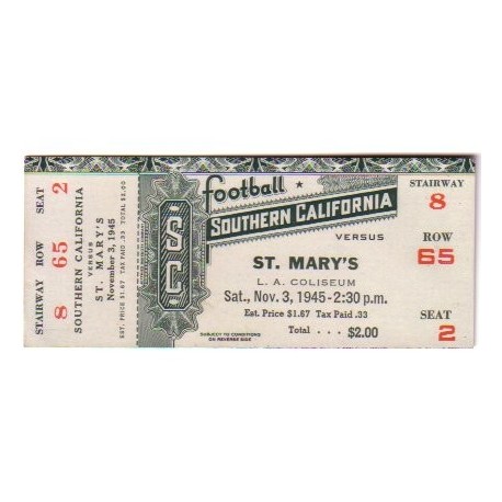 1945 USC vs. St. Marys  full ticket