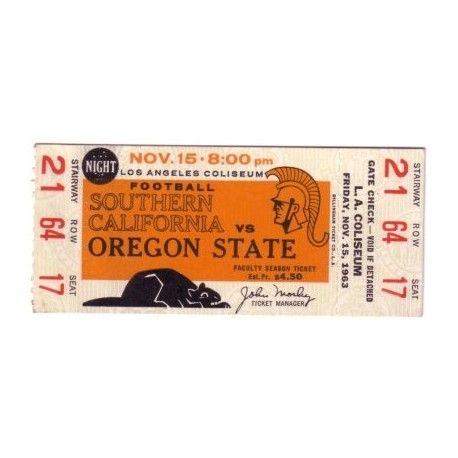 1963 USC vs. Oregon State ticket stub