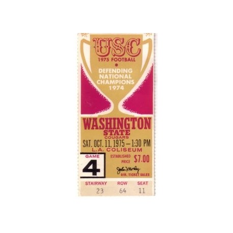 1975 USC vs. Washington State ticket stub.