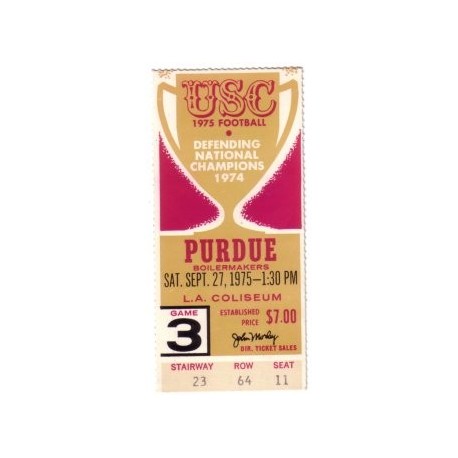 1975 USC vs. Purdue ticket stub.
