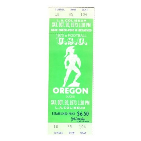 1973 USC vs. Oregon ticket stub.
