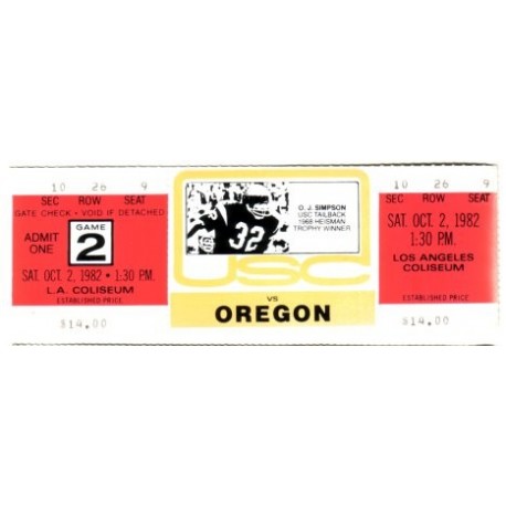1982 USC vs. Oregon full ticket
