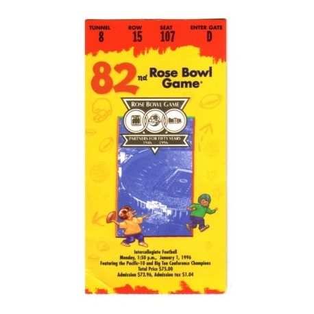 1996 Rose Bowl ticket stub USC vs. Northwestern