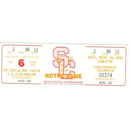 1994 USC vs. Notre Dame full ticket