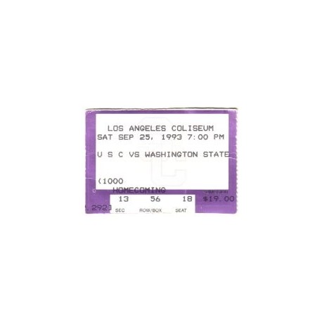 1993 USC vs. Washington State ticket stub.
