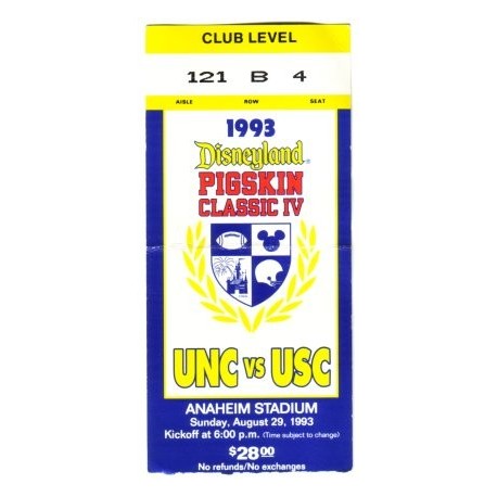1993 USC vs. North Carolina Pigskin Classic ticket stub.