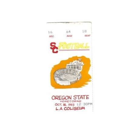 1993 USC vs. Oregon State ticket stub.