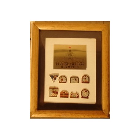 Pins of 1984 Olympics framed set.