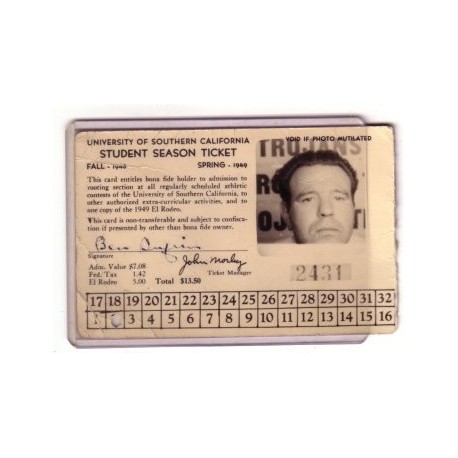 1948-1949 USC student season ticket card