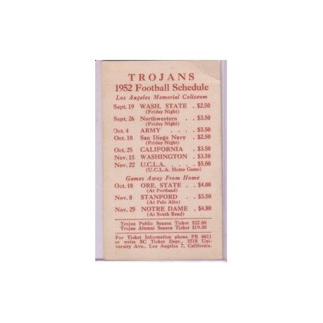 1952 USC Football Schedule.