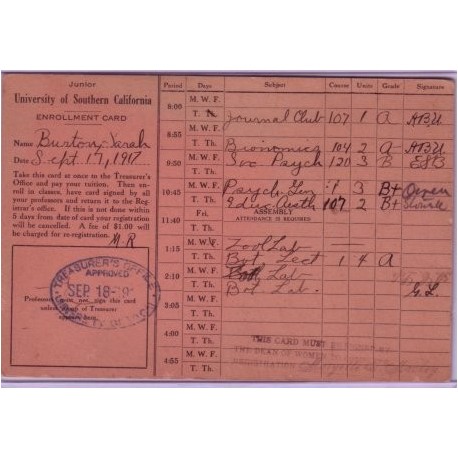 1917 USC report card.