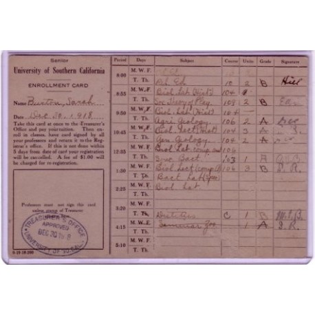 1918 USC report card.