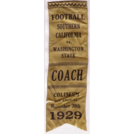 1929 coaches field ribbon. USC vs. Washington State.