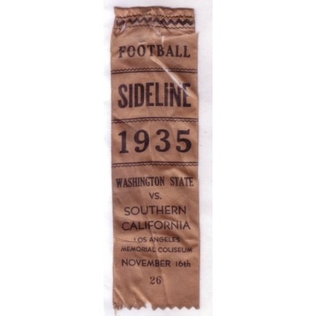 1935 sideline field ribbon. USC vs. Washington State