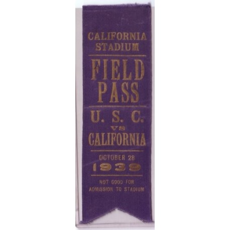 1939 sideline field ribbon.  USC vs. California