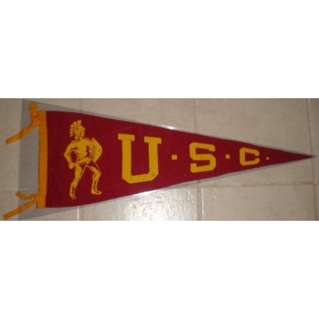 Tommy Trojan with USC Pennant.