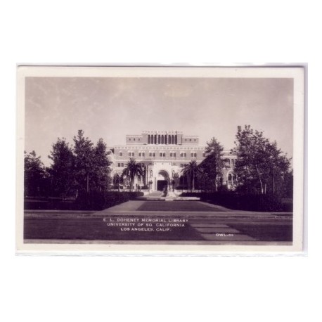 Postcard Doheny Memorial Library USC B/W photo