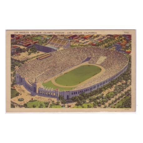 Postcard Los Angeles Coliseum white border color