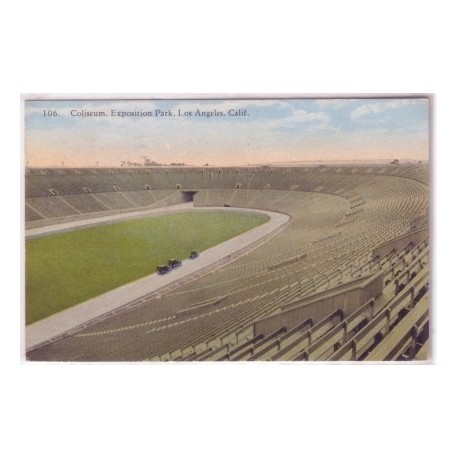 Postcard Los Angeles Coliseum inside early color