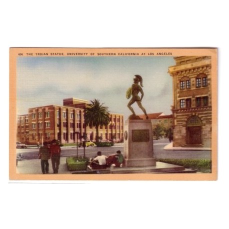 Postcard Tommy Trojan USC color linen