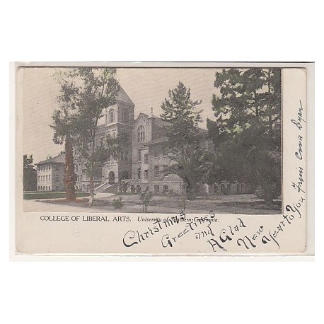1909 Postcard Old College USC early color