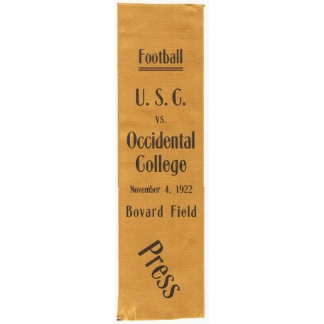1922  USC vs. Occidental College Press football ribbon