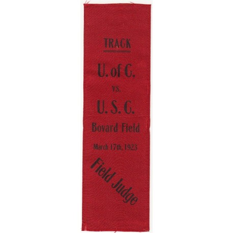 1923 Track field judge field ribbon, USC vs. Cal.
