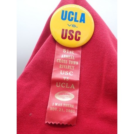 51 Crosstown Rivalry USC vs UCLA pin w/ ribbon
