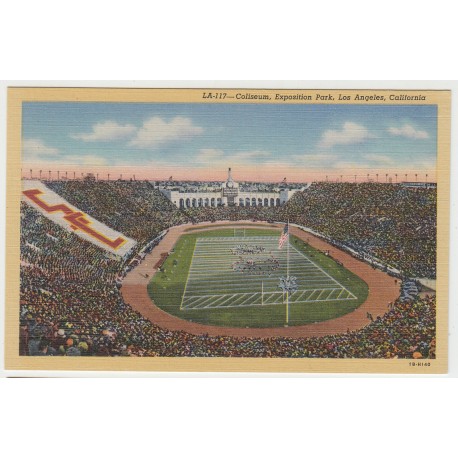 Postcard Los Angeles Coliseum color linen